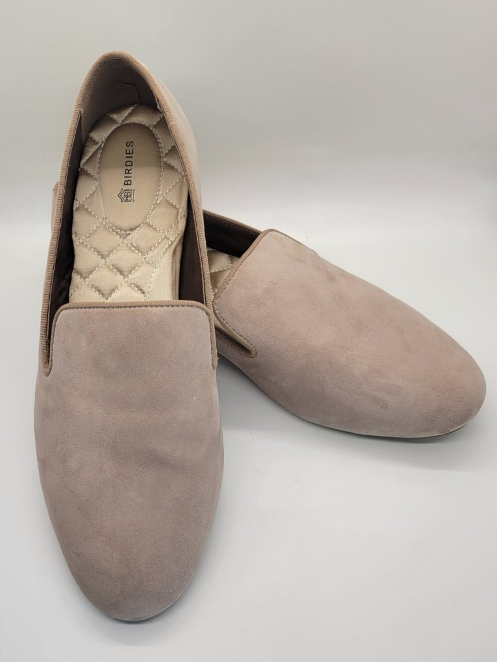 Birdies Starling Loafers Women 8.5 Latte Suede Smoking Slippers Comfort Flat Tan